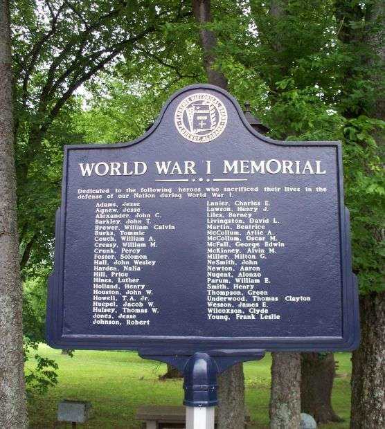 WORLD WAR I MEMORIAL MARKER OF LAUDERDALE COUNTY