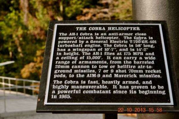 THE COBRA HELICOPTER MEMORIAL PLAQUE