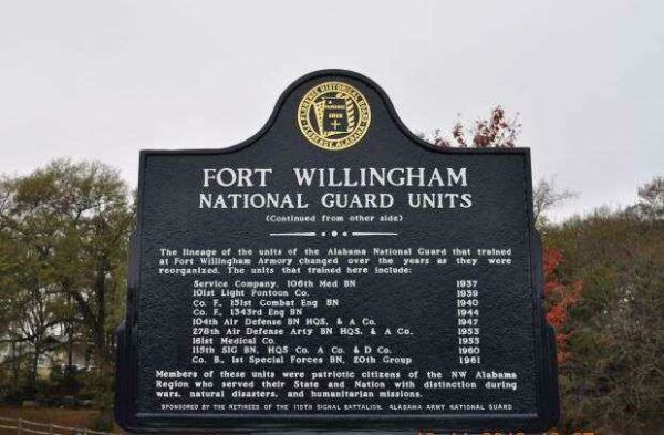 FORT WILLINGHAM NATIONAL GUARD UNITS MEMORIAL MARKER