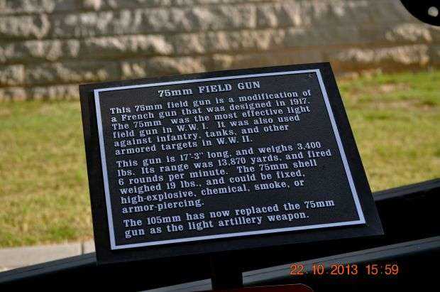 75MM FIELD GUN MEMORIAL PLAQUE