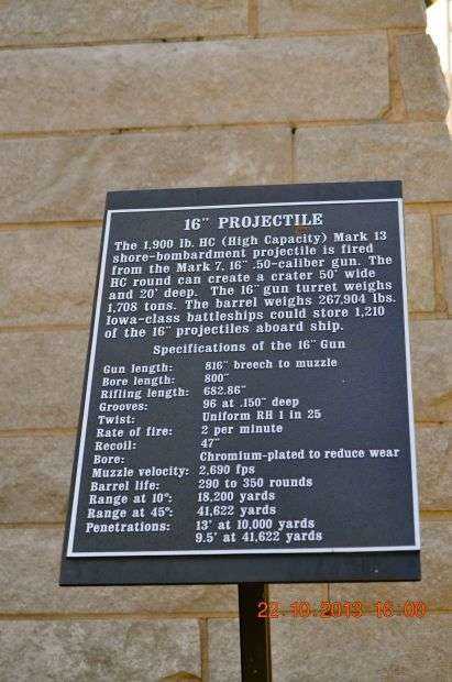 16″ PROJECTILE MEMORIAL PLAQUE