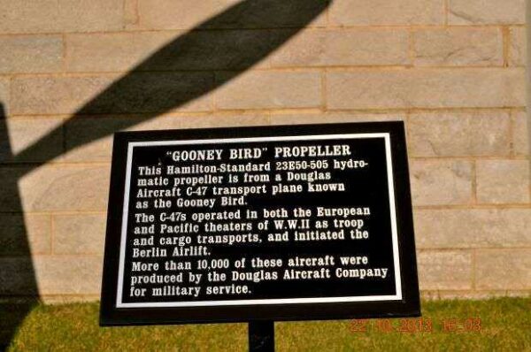 “GOONEY BIRD” PROPELLER MEMORIAL PLAQUE