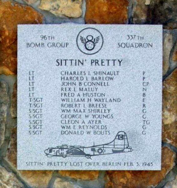 SITTN’ PRETTY B-17 WAR MEMORIAL PLAQUE