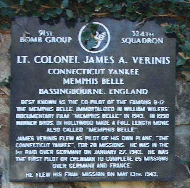 LT. COLONEL JAMES A. VERINIS WAR MEMORIAL PLAQUE