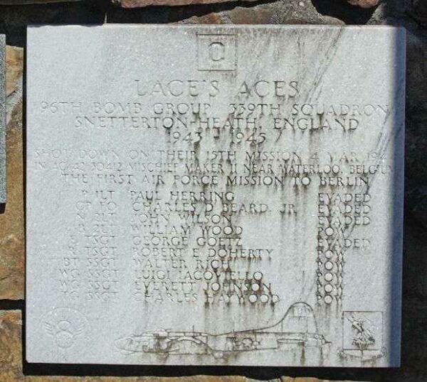 LACE’S ACES B-17 WAR MEMORIAL PLAQUE