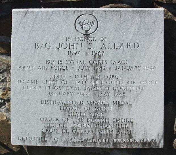 B/G JOHN S. ALLARD WAR MEMORIAL PLAQUE