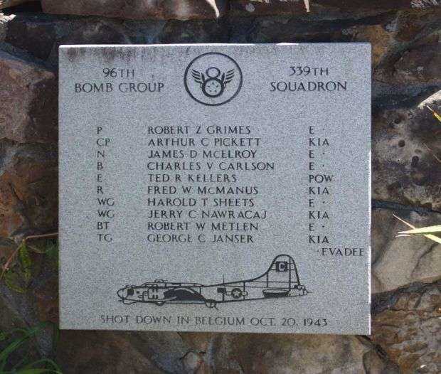 96TH BOMB GROUP 339TH SQUADRON WAR MEMORIAL PLAQUE II