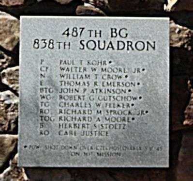 487TH BG 838TH SQUADRON WAR MEMORIAL PLAQUE