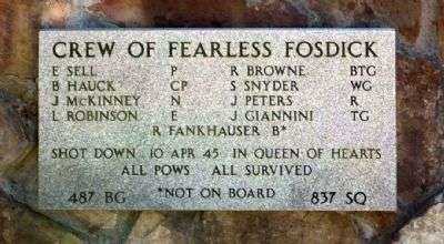 CREW OF FEARLESS FOSDICK B-17 WAR MEMORIAL PLAQUE