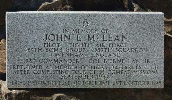 JOHN E. MCLEAN WAR MEMORIAL PLAQUE
