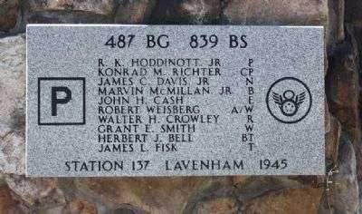 487 BG 839 BS WAR MEMORIAL PLAQUE