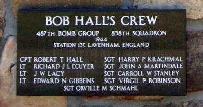 BOB’S HALL’S CREW B-24 WAR MEMORIAL PLAQUE