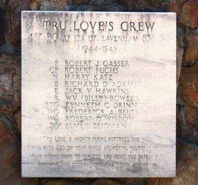 TRU LOVE’S CREW B-17 WAR MEMORIAL PLAQUE