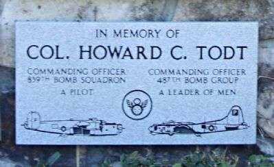COL. HOWARD C. TODT WAR MEMORIAL PLAQUE