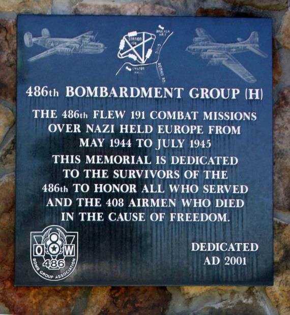 486TH BOMBARDMENT GROUP WAR MEMORIAL PLAQUE