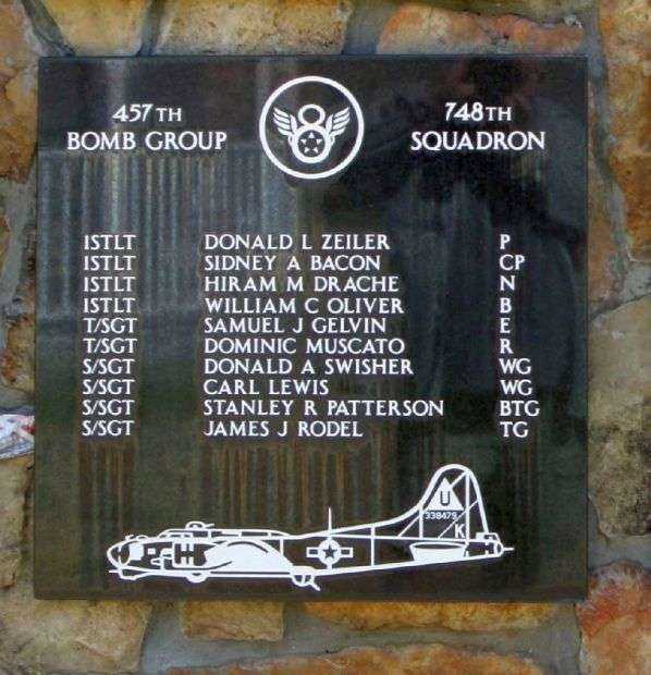 457TH BOMB GROUP 748TH SQUADRON WAR MEMORIAL PLAQUE