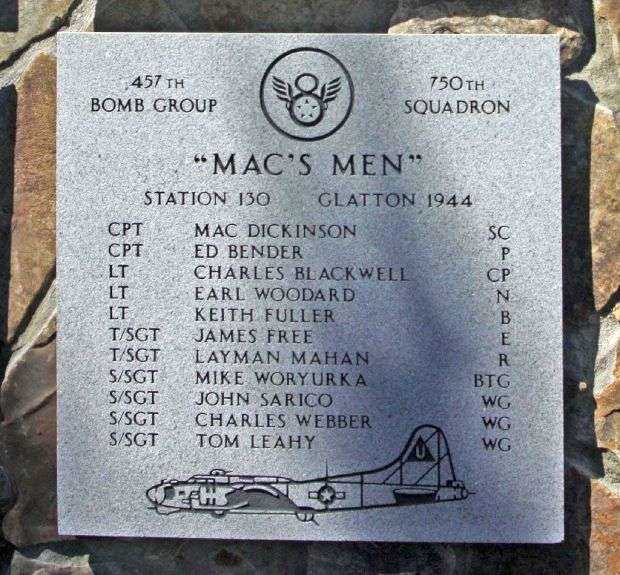 “MAC’S MEN” B-17 WAR MEMORIAL PLAQUE