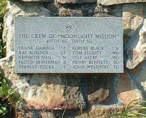 THE CREW OF “MOONLIGHT MISSION” B-17 WAR MEMORIAL PLAQUE