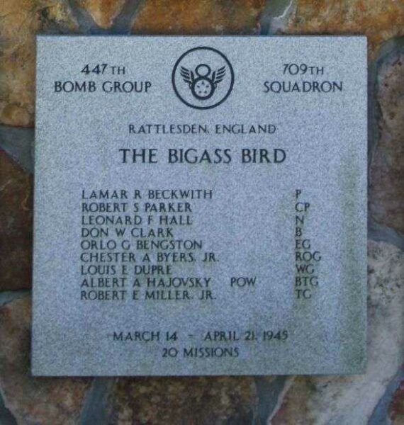 THE BIGASS BIRD B-17 WAR MEMORIAL PLAQUE