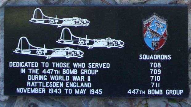 447TH BOMB GROUP WAR MEMORIAL PLAQUE