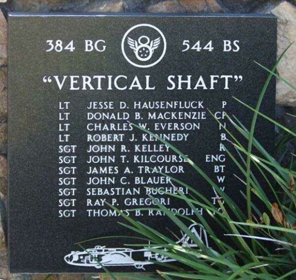 “VERTICAL SHAFT” B-17 WAR MEMORIAL PLAQUE