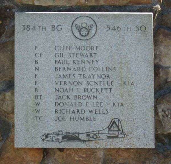 384TH BG B-17 WAR MEMORIAL PLAQUE