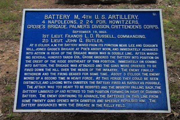 BATTERY M, 4TH U.S. ARTILLERY WAR MEMORIAL PLAQUE