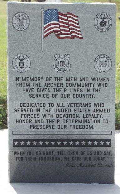 ARCHER WAR VETERANS MEMORIAL