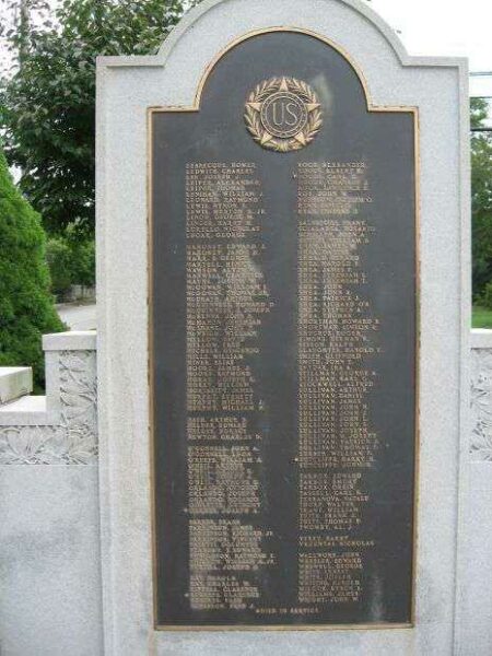 PAWCATUCK WORLD WAR I MEMORIAL RIGHT PLAQUE