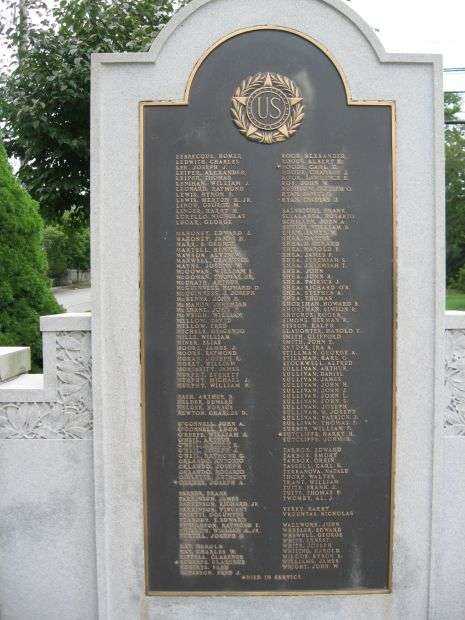 PAWCATUCK WORLD WAR I MEMORIAL RIGHT PLAQUE