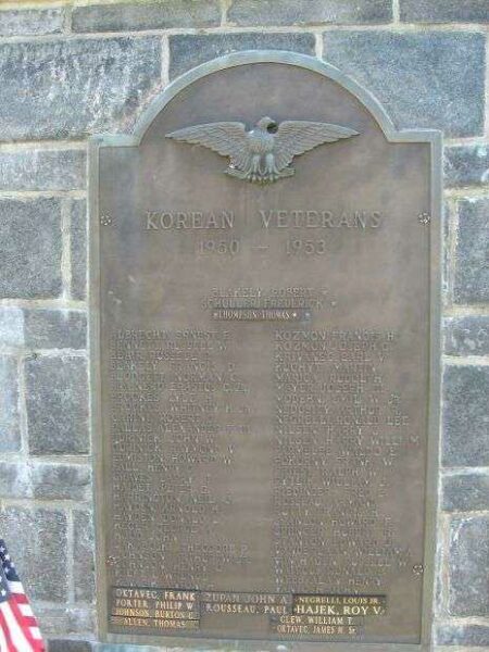 HADDAM VETERANS WAR MEMORIAL KOREAN WAR PLAQUE