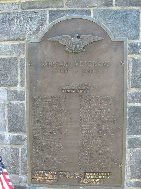 HADDAM VETERANS WAR MEMORIAL KOREAN WAR PLAQUE