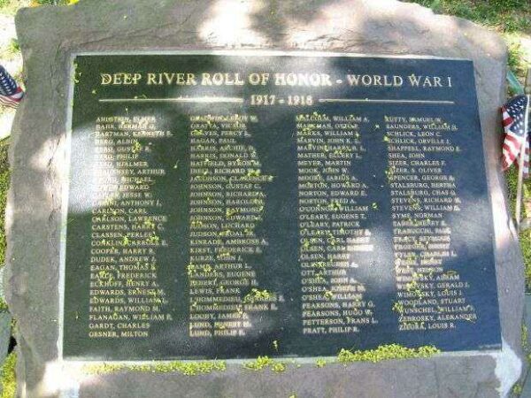 DEEP RIVER ROLL OF HONOR WORLD WAR I MEMORIAL
