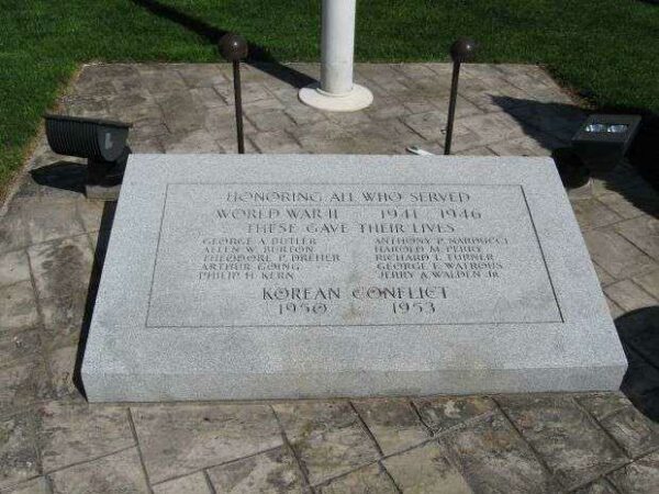 CHESTER WORLD WAR II AND KOREAN CONFLICT MEMORIAL FLAGPOLE STONE