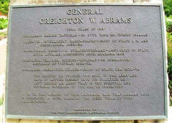 GENERAL CREIGHTON W. ABRAMS WAR MEMORIAL PLAQUE