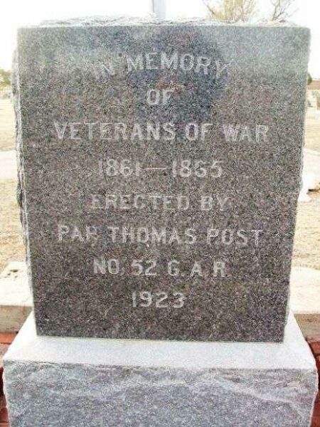 PAP THOMAS POST NO. 52 G.A.R. CIVIL WAR CEMETERY MEMORIAL
