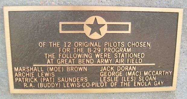 ORIGINAL B-29 PILOTS AT GREAT BEND ARMY AIR FIELD PLAQUE
