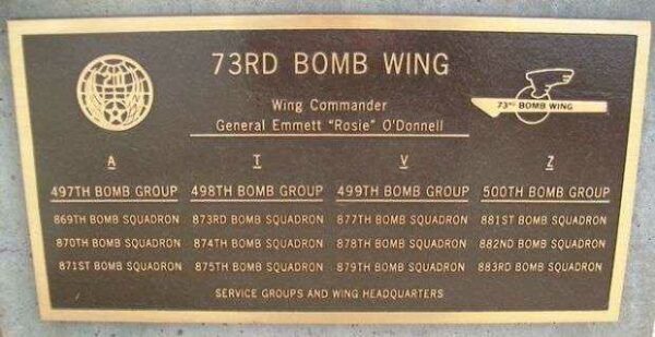 73RD BOMB WING WAR MEMORIAL PLAQUE