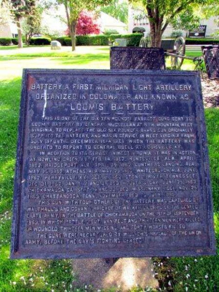 LOOMIS’ BATTERY WAR MEMORIAL CANNON PLAQUE