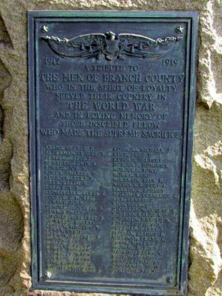 BRANCH COUNTY WORLD WAR I MEMORIAL