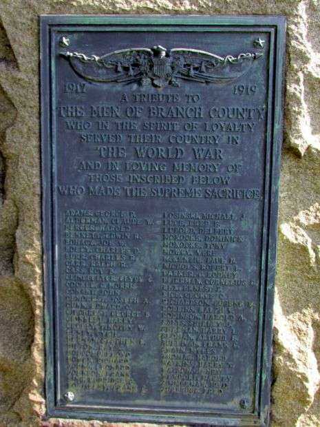 BRANCH COUNTY WORLD WAR I MEMORIAL