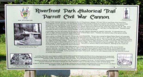 RIVERFRONT PARK PARROTT CIVIL WAR MEMORIAL CANNON PLAQUE