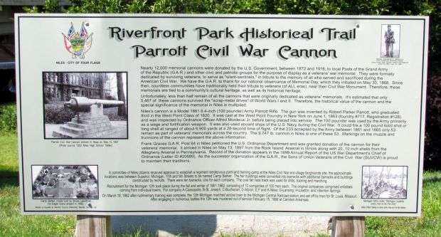 RIVERFRONT PARK PARROTT CIVIL WAR MEMORIAL CANNON PLAQUE