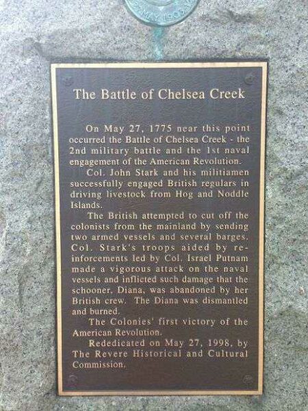 THE BATTLE OF CHELSEA CREEK REVOLUTIONARY WAR MEMORIAL PLAQUE