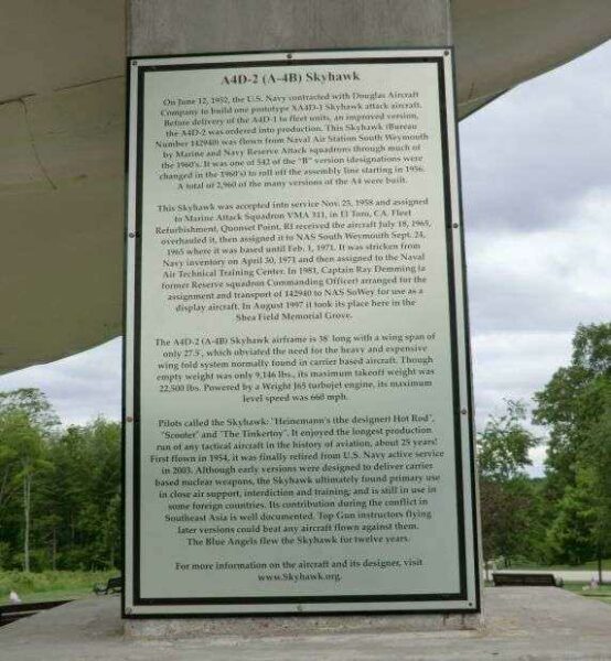 SHEA FIELD A4D-2 (A-4B) SKYHAWK MEMORIAL AIRCRAFT PLAQUE