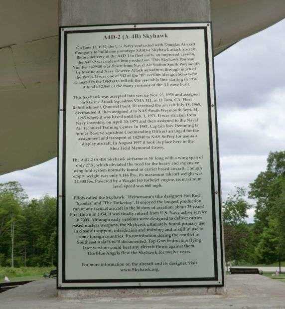 SHEA FIELD A4D-2 (A-4B) SKYHAWK MEMORIAL AIRCRAFT PLAQUE