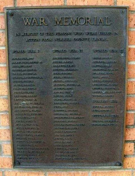 NEMAHA COUNTY WAR MEMORIAL PLAQUE