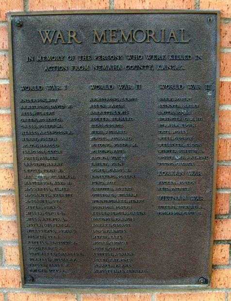 NEMAHA COUNTY WAR MEMORIAL PLAQUE