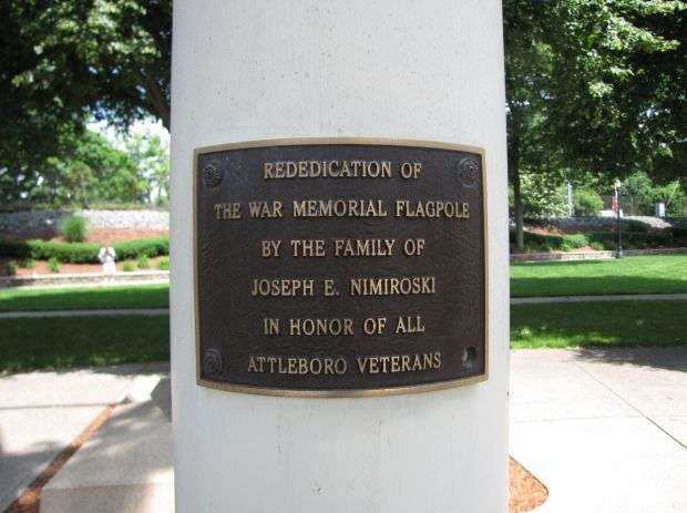 ATTLEBORO WAR MEMORIAL FLAGPOLE PLAQUE