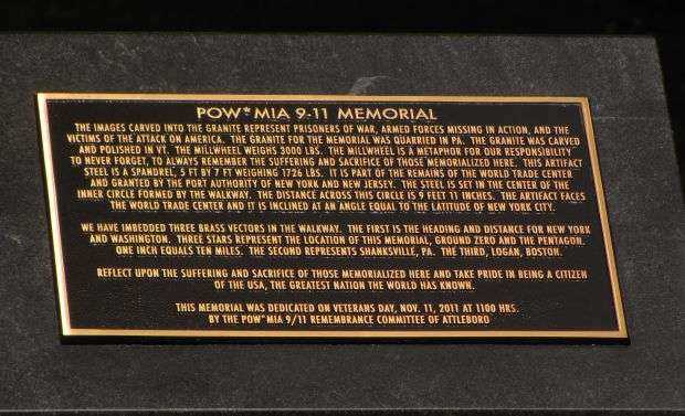 ATTLEBORO POW MIA 9-11 MEMORIAL PLAQUE
